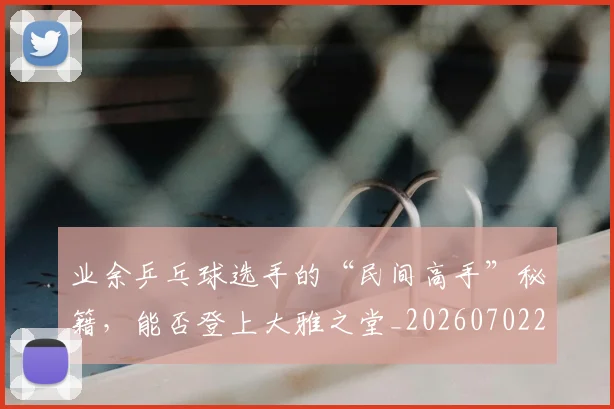 业余乒乓球选手的“民间高手”秘籍，能否登上大雅之堂_20260702201505_20260715193501